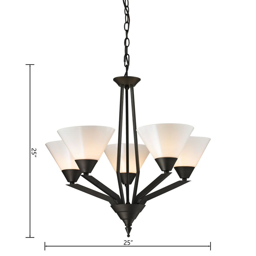 Thomas Lighting Tribecca Geometric 3 Light Chandelier with Cone Glass Shades for Dining Rooms 25 inches Bronze 2455CH/10