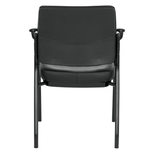OSP Home Furnishings Padded Visitor Chair with Lumbar Support and Pu Armrests for Modern Office Reception 83710B-R107