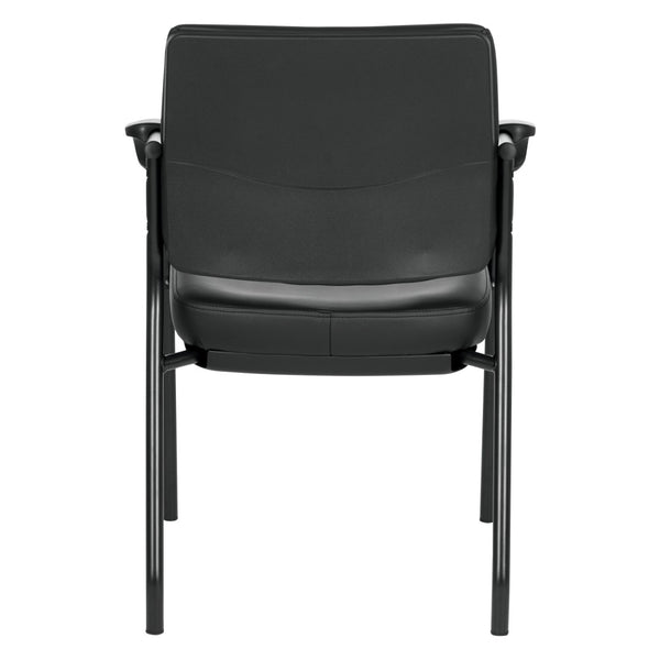 OSP Home Furnishings Padded Visitor Chair with Lumbar Support and Pu Armrests for Modern Office Reception 83710B-R107