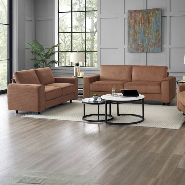 English Elm Modern Minimalist Corduroy Sectional Sofa Set – Soft, Durable Design Perfect For Cozy Living Spaces B347S00008