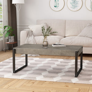 Christopher Knight Home® - Noble House - Merion Modern Industrial Coffee Table, Light Concrete and Matte Black