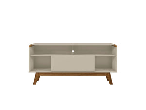 Manhattan Comfort Camberly Mid-Century Modern TV Stand Off White and Cinnamon 245BMC12