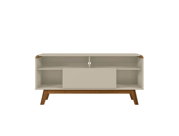 Manhattan Comfort Camberly Mid-Century Modern TV Stand Off White and Cinnamon 245BMC12