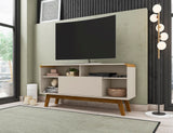 Manhattan Comfort Camberly Mid-Century Modern TV Stand Off White and Cinnamon 245BMC12