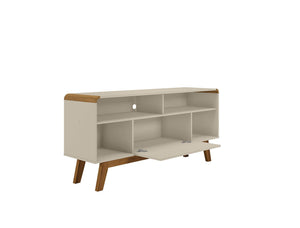 Manhattan Comfort Camberly Mid-Century Modern TV Stand Off White and Cinnamon 245BMC12