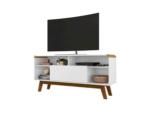 Manhattan Comfort Camberly Mid-Century Modern TV Stand White and Cinnamon 245BMC6