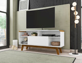 Manhattan Comfort Camberly Mid-Century Modern TV Stand White and Cinnamon 245BMC6