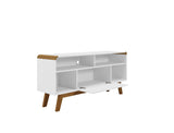 Manhattan Comfort Camberly Mid-Century Modern TV Stand White and Cinnamon 245BMC6