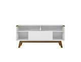 Manhattan Comfort Camberly Mid-Century Modern TV Stand White and Cinnamon 245BMC6