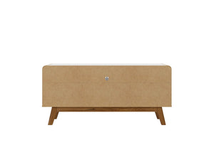 Manhattan Comfort Camberly Mid-Century Modern TV Stand White and Cinnamon 245BMC6