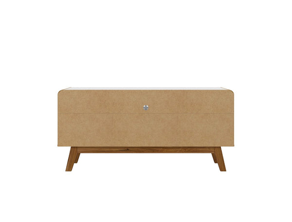Manhattan Comfort Camberly Mid-Century Modern TV Stand White and Cinnamon 245BMC6