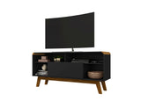 Manhattan Comfort Camberly Mid-Century Modern TV Stand Matte Black and Cinnamon 245BMC82