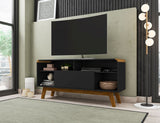 Manhattan Comfort Camberly Mid-Century Modern TV Stand Matte Black and Cinnamon 245BMC82