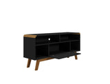 Manhattan Comfort Camberly Mid-Century Modern TV Stand Matte Black and Cinnamon 245BMC82