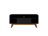 Manhattan Comfort Camberly Mid-Century Modern TV Stand Matte Black and Cinnamon 245BMC82