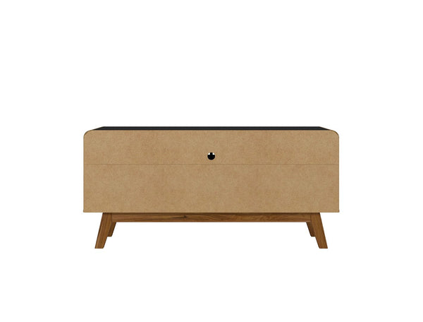 Manhattan Comfort Camberly Mid-Century Modern TV Stand Matte Black and Cinnamon 245BMC82