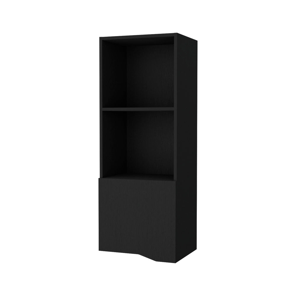 English Elm Pima Recessed Wall Cabinet in Black Melamine with 3 Shelves, One Door for Elegant Hidden Storage B128P237131
