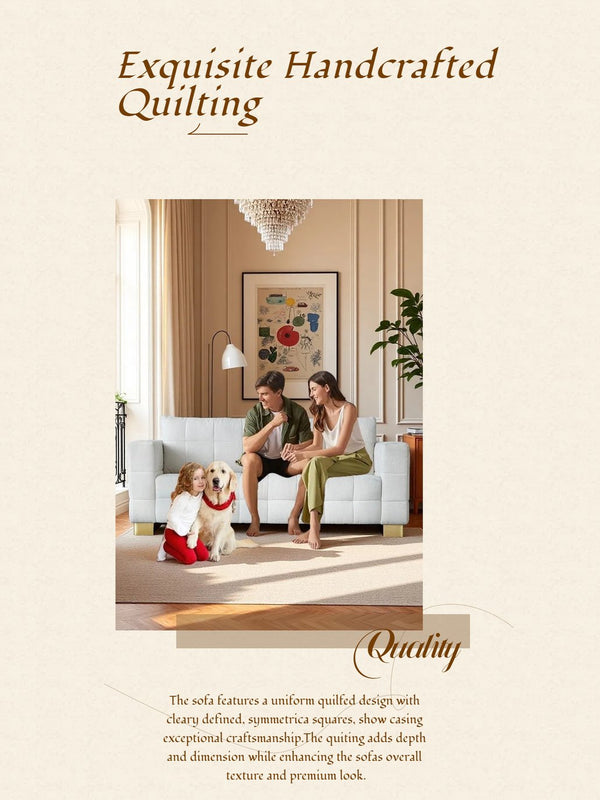 English Elm FX-P54-BK Plush Chenille Sofa with Metallic Legs, Subtle Glamour, Durable Velvet Feel for Living Room Beige W576S00168