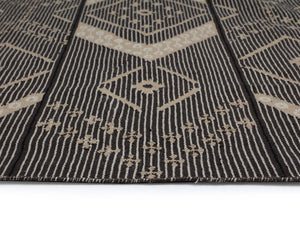 Sunpan ASANA Hand-Woven Rug - Eco-Friendly Black & Tan Design, 5' x 8' - Versatile for Indoor & Outdoor Use 107610