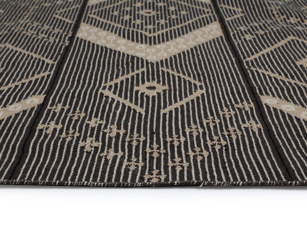 Sunpan ASANA Hand-Woven Rug - Eco-Friendly Black & Tan Design, 5' x 8' - Versatile for Indoor & Outdoor Use 107610