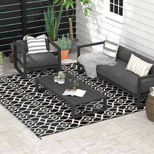 English Elm Outsunny Reversible Polypropylene Outdoor Rug Waterproof Clover Mat with Carry Bag W2225P174553