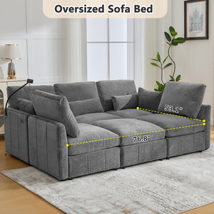 English Elm Modern Modular Sectional Sofa With Usb Ports & Movable Ottoman - L-Shaped, U-Shaped, Sofa Bed Comfort N719S002050E