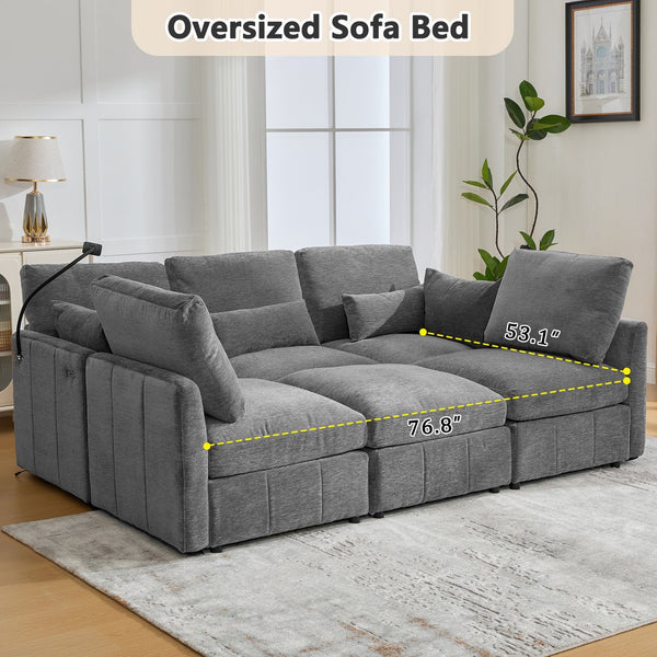 English Elm Modern Modular Sectional Sofa With Usb Ports & Movable Ottoman - L-Shaped, U-Shaped, Sofa Bed Comfort N719S002050E