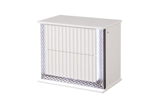 English Elm Fabio Contemporary Queen 5Pc Bedroom Set With Led Lighting, Diamond Accents & White Wood Finish P2 B009S01582-GIGA