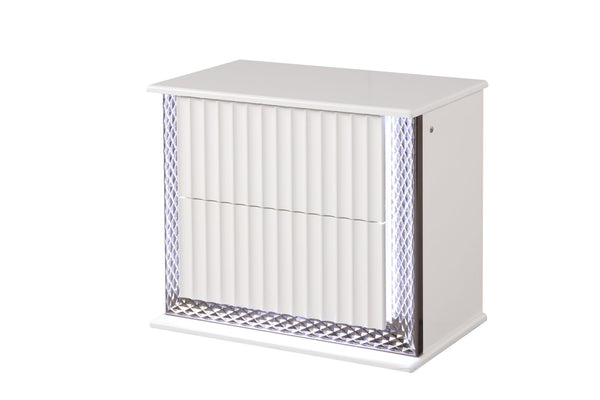 English Elm Fabio Contemporary Queen 5Pc Bedroom Set With Led Lighting, Diamond Accents & White Wood Finish P2 B009S01582-GIGA