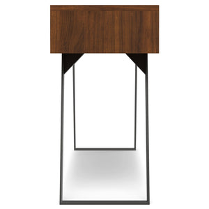 English Elm Lowry Console Sofa Table with Handcrafted Veneer Surface, 3 Drawers & Metal Angled Legs for Durability Walnut B136P284186