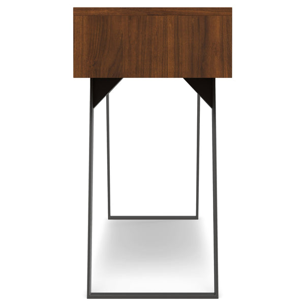 English Elm Lowry Console Sofa Table with Handcrafted Veneer Surface, 3 Drawers & Metal Angled Legs for Durability Walnut B136P284186