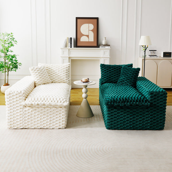 English Elm Luxury Color-Block Turtle Velvet Sofa - Versatile Seating For Stylish Living Rooms & Cozy Gatherings W3371S00053