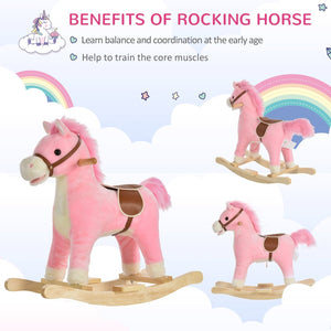 English Elm Qaba Plush Rocking Horse Toy with Galloping Sounds Sturdy Metal Frame for Toddlers W2225P217687