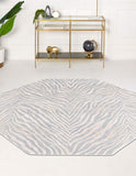 Unique Loom Finsbury Meghan Machine Made Animal Print Rug Gray and Ivory,  7' 10" x 7' 10"