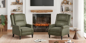 English Elm Faux Leather Pushback Recliner with Ergonomic Lumbar Support for Modern Living Spaces T3623P434282