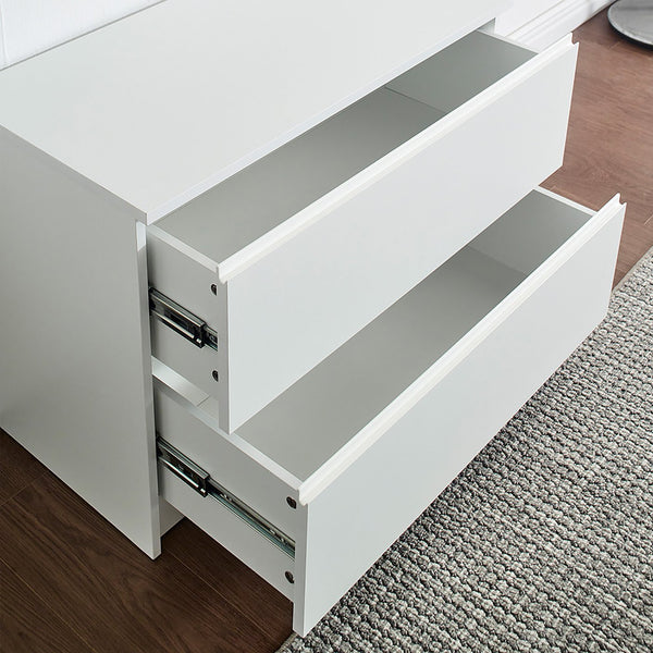 English Elm Devi Wall Mounted Wood Closet System in White Oak Finish — Durable Melamine Construction, Ample Storage, Easy Assembly B040S00112