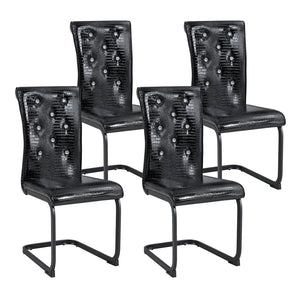 English Elm Luxury Pu Upholstered Dining Chair Set of 4 with Channel Stitching and Metal Legs Black W1512P491881
