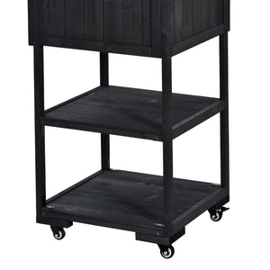 English Elm Topmax Modular Fir Wood Outdoor Kitchen Cart Stainless Steel Prep Station Black N717P417963B