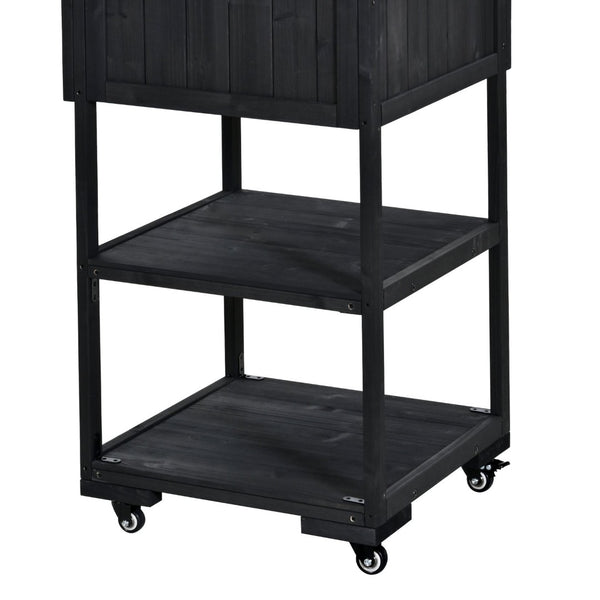 English Elm Topmax Modular Fir Wood Outdoor Kitchen Cart Stainless Steel Prep Station Black N717P417963B