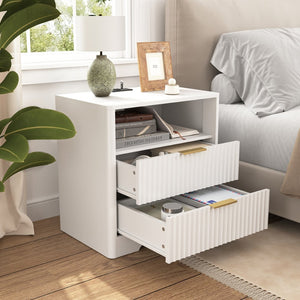 English Elm Nightstand with Usb Charging Ports Ac Outlet Night Light and Cabinet for Bedroom W1321P399421