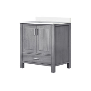 English Elm Distressed Grey Bath Vanity 30 in. W x 22 in. D with White Quartz Top, Solid Wood, Soft-Close Storage B2731P258793