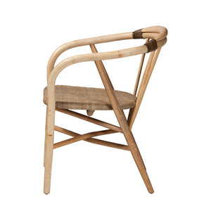 English Elm Modern Bohemian Rattan Woven Metal Dining Chairs Set of Two for Eclectic Spaces B2750P420362