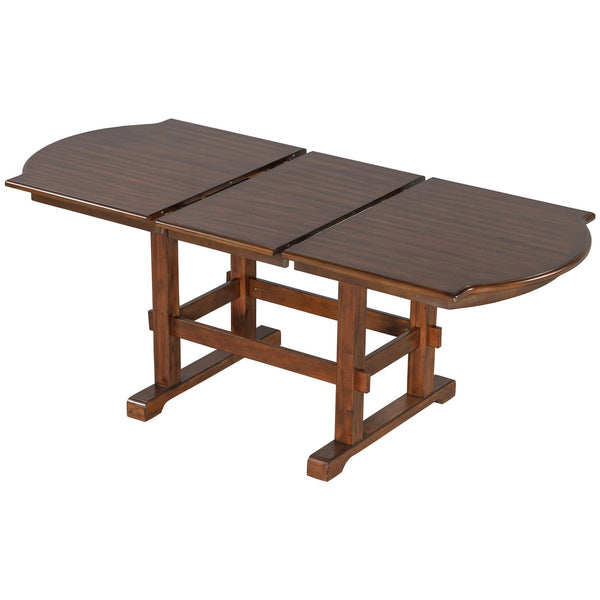 English Elm TOPMAX Solid Wood Extendable Dining Set with 18" Removable Leaf, Bench & 4 Upholstered Chairs, Espresso SP000090AAP