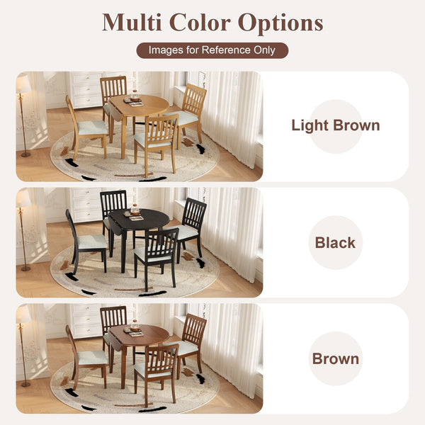 English Elm 3-piece Folding Round Dining Set with Upholstered Chairs for Compact Apartment Spaces N752S000618D