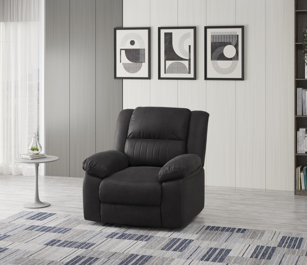 English Elm Wallace & Bay - Black Swivel Gliding Recliner in Licorice Fabric — Contemporary, Easy-Care Comfort with Smooth Motion and Compact Profile B361P384412