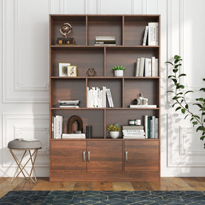 English Elm 70.87" Tall Bookshelf with 10 Cubes & 3 Doors, 4-Tier Modern Cube Organizer for Living Room Office Decor W331P257393