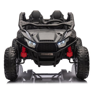 English Elm 24v Two Seater Kids Utv with Parental Remote Dual Motors Four Wheel Suspension Led Black W1578P198431
