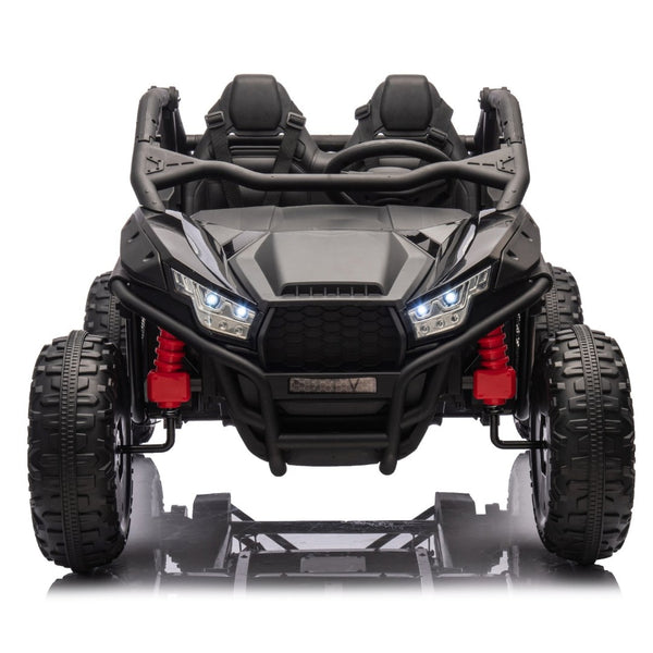 English Elm 24v Two Seater Kids Utv with Parental Remote Dual Motors Four Wheel Suspension Led Black W1578P198431