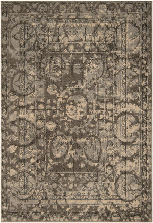 Unique Loom La Jolla Vintage Machine Made Border Rug Gray, Silver/Ivory 7' 1" x 10' 0"