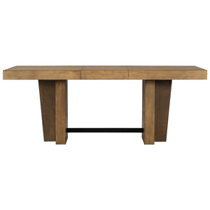 English Elm TOPMAX Solid Wood Extendable Dining Table Set for 6 with 18" Leaf, Trestle Legs, Cushioned Bench & Chairs Gray SP000089AAE